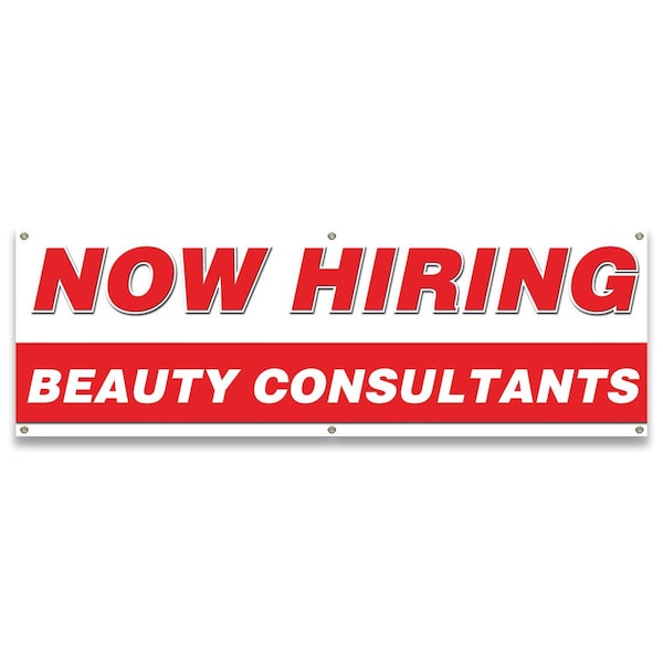 Now Hiring Beauty Consultants Banner Apply Inside Accepting Application Single Sided